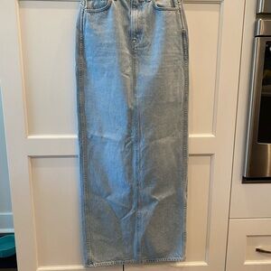 Light Wash Denim Maxi Skirt